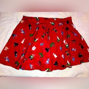 ModCloth Satin Christmas Skirt- Cats and Dogs 3x